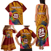 Personalised Tafuna High School Family Matching Tank Maxi Dress and Hawaiian Shirt American Samoa Schools Polynesian Tropical Flowers - Wonder Print Shop