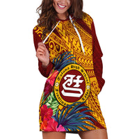 Personalised Tafuna High School Hoodie Dress American Samoa Schools Polynesian Tropical Flowers - Wonder Print Shop