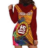 Personalised Tafuna High School Hoodie Dress American Samoa Schools Polynesian Tropical Flowers - Wonder Print Shop