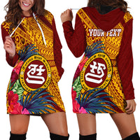 Personalised Tafuna High School Hoodie Dress American Samoa Schools Polynesian Tropical Flowers - Wonder Print Shop