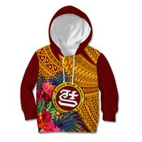 Personalised Tafuna High School Kid Hoodie American Samoa Schools Polynesian Tropical Flowers - Wonder Print Shop