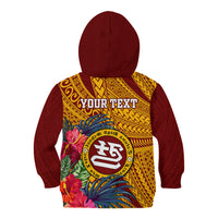 Personalised Tafuna High School Kid Hoodie American Samoa Schools Polynesian Tropical Flowers - Wonder Print Shop