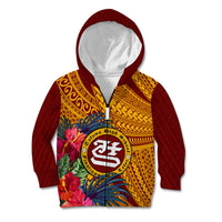 Personalised Tafuna High School Kid Hoodie American Samoa Schools Polynesian Tropical Flowers - Wonder Print Shop