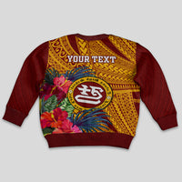 Personalised Tafuna High School Kid Ugly Christmas Sweater American Samoa Schools Polynesian Tropical Flowers - Wonder Print Shop