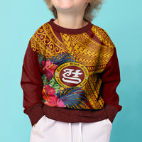 Personalised Tafuna High School Kid Ugly Christmas Sweater American Samoa Schools Polynesian Tropical Flowers - Wonder Print Shop