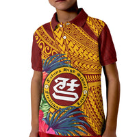 Personalised Tafuna High School Kid Polo Shirt American Samoa Schools Polynesian Tropical Flowers - Wonder Print Shop