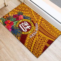 Personalised Tafuna High School Rubber Doormat American Samoa Schools Polynesian Tropical Flowers - Wonder Print Shop