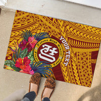Personalised Tafuna High School Rubber Doormat American Samoa Schools Polynesian Tropical Flowers - Wonder Print Shop