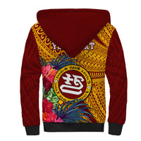 Personalised Tafuna High School Sherpa Hoodie American Samoa Schools Polynesian Tropical Flowers - Wonder Print Shop