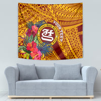 Personalised Tafuna High School Tapestry American Samoa Schools Polynesian Tropical Flowers - Wonder Print Shop