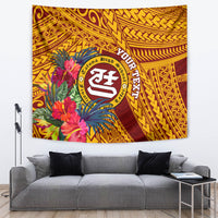 Personalised Tafuna High School Tapestry American Samoa Schools Polynesian Tropical Flowers - Wonder Print Shop