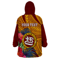 Personalised Tafuna High School Wearable Blanket Hoodie American Samoa Schools Polynesian Tropical Flowers - Wonder Print Shop