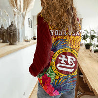 Personalised Tafuna High School Women Casual Shirt American Samoa Schools Polynesian Tropical Flowers - Wonder Print Shop