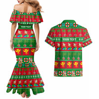 Personalised Hawaii Christmas Couples Matching Mermaid Dress and Hawaiian Shirt Mele Kalikimaka - Wonder Print Shop