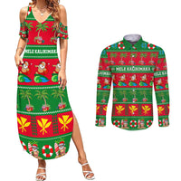 Personalised Hawaii Christmas Couples Matching Summer Maxi Dress and Long Sleeve Button Shirt Mele Kalikimaka - Wonder Print Shop