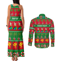 Personalised Hawaii Christmas Couples Matching Tank Maxi Dress and Long Sleeve Button Shirt Mele Kalikimaka - Wonder Print Shop