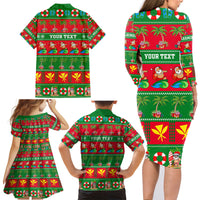 Personalised Hawaii Christmas Family Matching Long Sleeve Bodycon Dress and Hawaiian Shirt Mele Kalikimaka - Wonder Print Shop