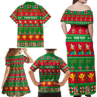 Personalised Hawaii Christmas Family Matching Off Shoulder Maxi Dress and Hawaiian Shirt Mele Kalikimaka - Wonder Print Shop