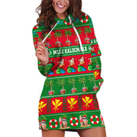 Personalised Hawaii Christmas Hoodie Dress Mele Kalikimaka - Wonder Print Shop