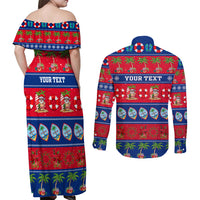 Personalised Guam Christmas Couples Matching Off Shoulder Maxi Dress and Long Sleeve Button Shirt Felis Pasgua - Wonder Print Shop