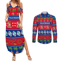 Personalised Guam Christmas Couples Matching Summer Maxi Dress and Long Sleeve Button Shirt Felis Pasgua - Wonder Print Shop