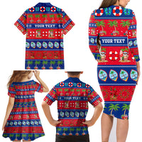 Personalised Guam Christmas Family Matching Long Sleeve Bodycon Dress and Hawaiian Shirt Felis Pasgua - Wonder Print Shop