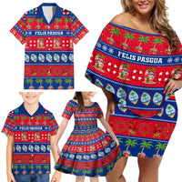 Personalised Guam Christmas Family Matching Off Shoulder Short Dress and Hawaiian Shirt Felis Pasgua - Wonder Print Shop