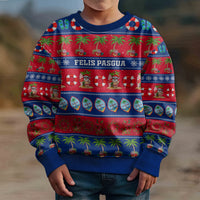 Personalised Guam Christmas Kid Ugly Christmas Sweater Felis Pasgua - Wonder Print Shop