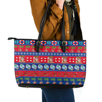 Guam Christmas Leather Tote Bag Felis Pasgua - Wonder Print Shop