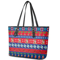 Guam Christmas Leather Tote Bag Felis Pasgua - Wonder Print Shop