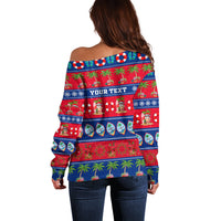 Personalised Guam Christmas Off Shoulder Sweater Felis Pasgua - Wonder Print Shop