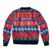 Personalised Guam Christmas Sleeve Zip Bomber Jacket Felis Pasgua - Wonder Print Shop