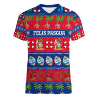 Personalised Guam Christmas Women V Neck T Shirt Felis Pasgua - Wonder Print Shop