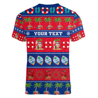 Personalised Guam Christmas Women V Neck T Shirt Felis Pasgua - Wonder Print Shop