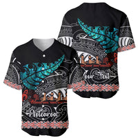 Personalised New Zealand Waka Baseball Jersey Aotearoa Maori Silver Fern Pattern - Wonder Print Shop