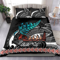 Personalised New Zealand Waka Bedding Set Aotearoa Maori Silver Fern Pattern - Wonder Print Shop
