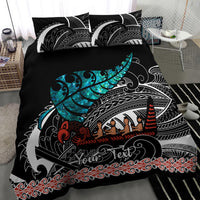 Personalised New Zealand Waka Bedding Set Aotearoa Maori Silver Fern Pattern - Wonder Print Shop
