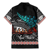 Personalised New Zealand Waka Family Matching Mermaid Dress and Hawaiian Shirt Aotearoa Maori Silver Fern Pattern - Wonder Print Shop