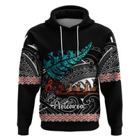 Personalised New Zealand Waka Hoodie Aotearoa Maori Silver Fern Pattern - Wonder Print Shop