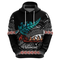 Personalised New Zealand Waka Hoodie Aotearoa Maori Silver Fern Pattern - Wonder Print Shop