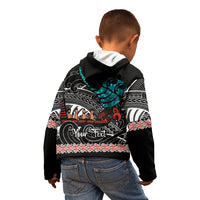 Personalised New Zealand Waka Kid Hoodie Aotearoa Maori Silver Fern Pattern - Wonder Print Shop