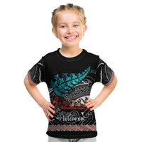 Personalised New Zealand Waka Kid T Shirt Aotearoa Maori Silver Fern Pattern - Wonder Print Shop