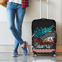 Personalised New Zealand Waka Luggage Cover Aotearoa Maori Silver Fern Pattern - Wonder Print Shop