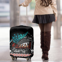 Personalised New Zealand Waka Luggage Cover Aotearoa Maori Silver Fern Pattern - Wonder Print Shop