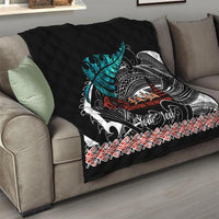 Personalised New Zealand Waka Quilt Aotearoa Maori Silver Fern Pattern - Wonder Print Shop
