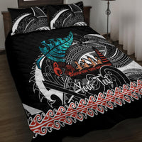 Personalised New Zealand Waka Quilt Bed Set Aotearoa Maori Silver Fern Pattern - Wonder Print Shop