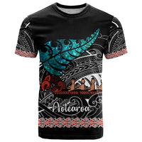 Personalised New Zealand Waka T Shirt Aotearoa Maori Silver Fern Pattern - Wonder Print Shop