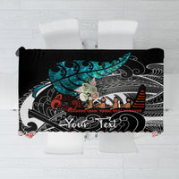 Personalised New Zealand Waka Tablecloth Aotearoa Maori Silver Fern Pattern - Wonder Print Shop