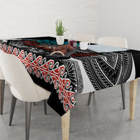 Personalised New Zealand Waka Tablecloth Aotearoa Maori Silver Fern Pattern - Wonder Print Shop