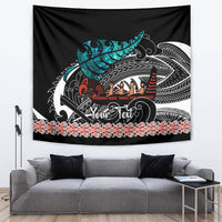 Personalised New Zealand Waka Tapestry Aotearoa Maori Silver Fern Pattern - Wonder Print Shop